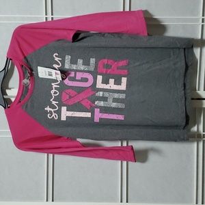 NWT Pink Ribbon 3/4 Sleeve Women's Tee